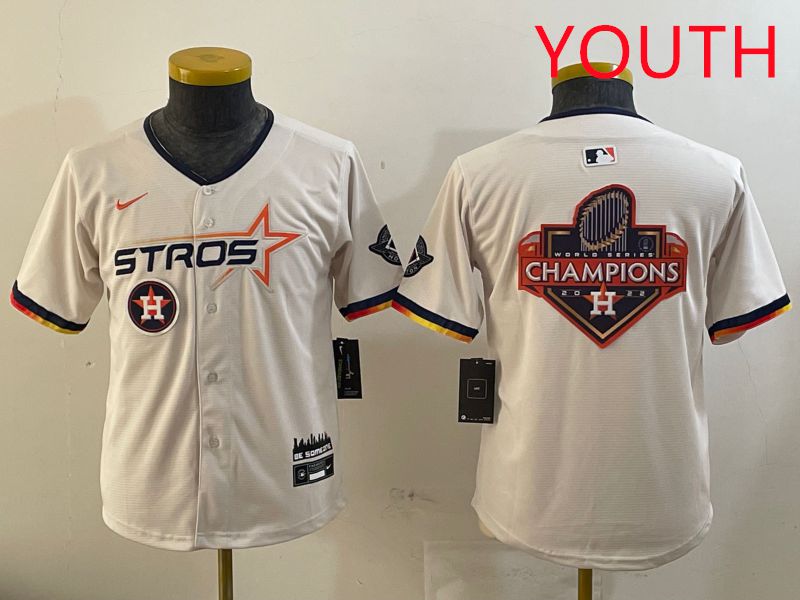 Youth Houston Astros Blank Cream three generations Joint Name 2025 Nike MLB Jersey style 41424